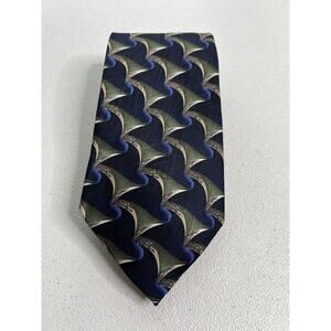 J.Z. Richards Nordstrom Black Abstract Pattern 100% Silk Handmade Designer Tie